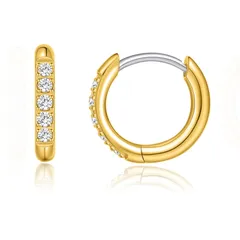 新品 Limerencia チタン フープピアス リングピアス 金属アレルギー対応 つけっぱなし内径6-12 mm セカンド ファースト輝くジルコニア付き メンズ レディース 2個セット(ゴールド8 mm)