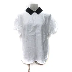 シップス エニィ SHIPS any シャツ ブラウス 半袖 総柄 シアー F 白 ホワイト /YI