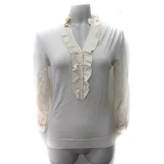 ロペ ROPE カットソー 長袖 フリル M 白 オフホワイト /YI