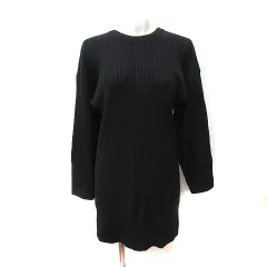 スライ SLY ニットワンピース ミニ リブ 長袖 2 M 黒 ブラック /YI