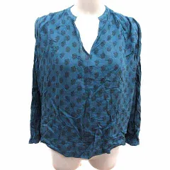 アーバンリサーチ ドアーズ URBAN RESEARCH DOORS シャツ ブラウス スリットネック ドルマンスリーブ 総柄 長袖 One 青 ブルー /YK