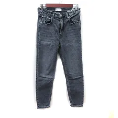 ザラ ZARA スキニーパンツ カラーデニム ダメージ加工 黒 ブラック /YI