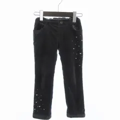 メゾピアノ mezzo piano コーデュロイパンツ 刺繍 ビジュー 裏起毛 ハート ウエストゴム チャコールグレー 120