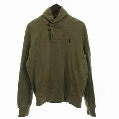 ポロ ラルフローレン POLO RALPH LAUREN トレーナー スウェット プルオーバー ショールカラー エルボーパッチ ロゴ刺繍 S カーキ