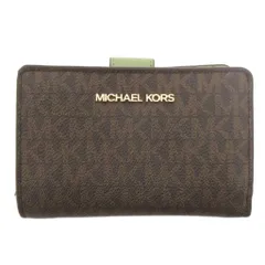 マイケルコース MICHAEL KORS モノグラム 財布 二つ折り 小銭入れ レザー 茶 緑 ブラウン グリーン ウォレット