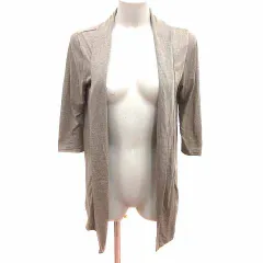 イッカ ikka ロングカーディガン ニット 前開き 七分袖 L グレージュ /YK