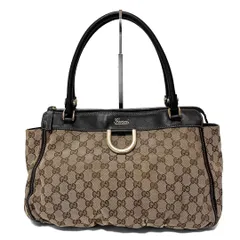 GUCCI グッチ トートバッグ アビー GGキャンバス レザー ベージュ ブラウン 189831
