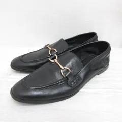 ザラ ZARA レザー ビット ローファー シューズ 41 約26.5cm 黒 ブラック 靴 大きいサイズ