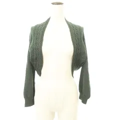 B&Y ユナイテッドアローズ BEAUTY&YOUTH ビューティー&ユース ケーブルニット ドルマン カーディガン ボレロ 短丈 ワンサイズ 深緑 ダークグリーン ■GY14