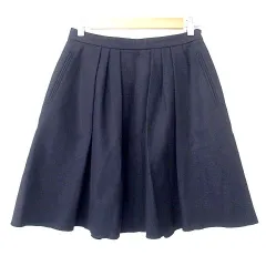 マッキントッシュフィロソフィー MACKINTOSH PHILOSOPHY フレア スカート ひざ丈 タック入り ウール 40 M相当 黒 ブラック ■YHS4 A0923