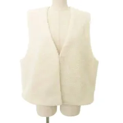 ダブルクローゼット w closet ボア ベスト ジレ Vネック 厚手 フリーサイズ アイボリー ■GY99