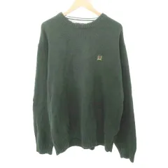 トミーヒルフィガー TOMMY HILFIGER ニット セーター ワンポイント ロゴ クルーネック 厚手 XLサイズ 緑 グリーン ORG