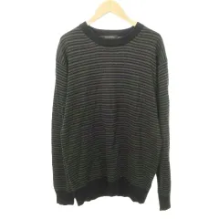 ナノユニバース nano universe ボーダー 長袖 セーター クルーネック 薄手 XLサイズ グレー ■GY54