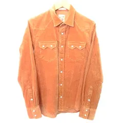 ナノユニバース nano universe コーデュロイ ウエスタン シャツ 長袖 ストレッチ M 茶 ブラウン ■YHS2 A1124