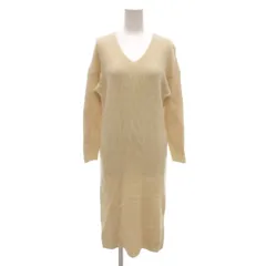 6 ROKU BEAUTY&YOUTH B&Y ロク ビューティーアンドユース ニットワンピース カシミヤ混 長袖 Vネック ワッフル編み 白 ホワイト /NU ■YHS14