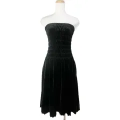 フォクシー FOXEY リラクシング フォクシー RELAXING FOXEY ベアトップ ベロアワンピース ひざ丈 17603 シャーリング S 黒 ブラック ■YHS6 /X