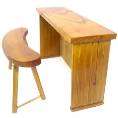 【人気商品】イス & 2点セット テーブル / ドールハウス 家具 ソファ ベンチ 家具 バー カウンター スケール カフェ シングル 1:12 レトロ アンティーク 1/12 ブラウン ウッド ミニチュア 木製 ドール moin 人形 雑貨 moin 241