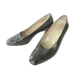 サルヴァトーレフェラガモ Salvatore Ferragamo レザー ヒール パンプス イタリア製 5C 22.5㎝ 黒 ブラック ■YHS3