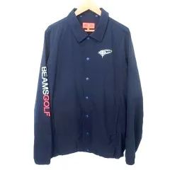 ビームスゴルフ BEAMS GOLF ブルゾン コーチジャケット 胸ロゴ XL 紺 ネイビー A0107