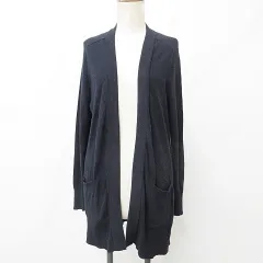 セオリーリュクス theory luxe ニット カーディガン 長袖 ロング 羽織 綿 カシミヤ混 紺 ネイビー 38