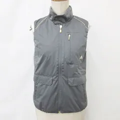 アディダス adidas テーラーメイド ベスト ゴルフ ジップアップ 裏起毛 蓄熱 ロゴ グレー S