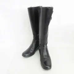 1989 H.M COMFORT CLINIC ブーツ ロングブーツ サイドジップ ベルト レザー ブラック 黒 23.5