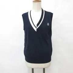 TaylorMade テーラーメイド ゴルフ スポーツウェア ベスト ニット Vネック 2023年モデル ライン ネイビー ホワイト 紺 白 M