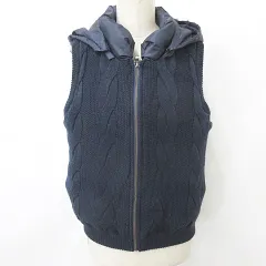 SAYURI ベスト ダウンベスト リバーシブル ジップアップ フード ニット 紺 ネイビー 11R