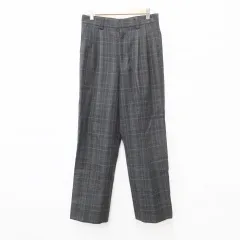 パンツ スラックス ワイド ストレート ロング チェック 2タック 黒 茶 ブラック ブラウン 73