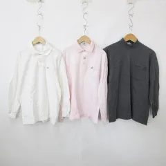 クロコダイル CROCODILE トレーナー ポロシャツ 3枚セット 長袖 ハイネック ロゴ 綿 グレー ピンク 白 ホワイト M