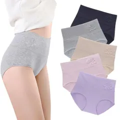 [VICHERIA] ハイウェストショーツ レディース ショーツ パンツ 綿 コットン 高通気性と伸縮性 女性 美形ショーツ 深ばき お腹まで包む 産後 骨盤 補正下着 【5枚セット】・ 74fa2ba5