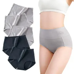 [Trnvco] ショーツ セット レディース 5枚組 深ばき ハイウエスト オーガニックコットン パンツ すっぽりショーツ 女性 下着 美尻 補正下着 お腹まで包む 深め 冷え対策 パンティ 無地 ゴムが肌側にあたらない 締め付けない・