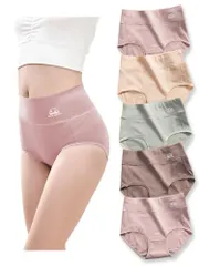 [ENALIHI] ショーツ セット レディース 5枚組 深ばき ハイウエスト パンティ 抗菌 高通気性と伸縮性 オーガニックコットン パンツ すっぽり 女性 下着 美尻ショーツ 補正下着 美形ショーツ お腹まで包む・