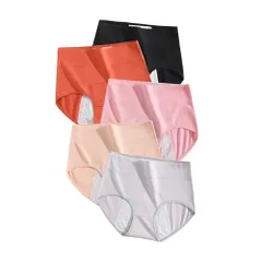 [Trnvco] サニタリーショーツ 深ばき 生理用ショーツ 5枚組 下着 レディース ハイウエスト 棉100% 生理用パンツ 昼夜用 産褥ショーツ 吸水ショーツ 漏れ防止 インナー パンツ 肌着 すっぽりショーツ 美尻 お腹まで包む 締め付けない 敏感肌対・