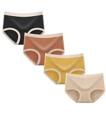 [LEFIKLA] ショーツ レディース ハイウェスト 綿 100 セット レギュラーショーツ パンツ レディース 下着 高通気性と伸縮性 女性 美形ショーツ 深ばき お腹まで包む 産後 骨盤 下着【4枚セット】・