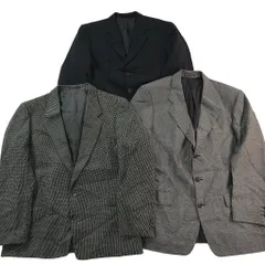 古着卸 まとめ売り イヴ・サンローラン テーラード ジャケット 3枚セット (メンズ 43 /44 ) ブラック グレー系 ハイブラ 中古 古着 ND7665