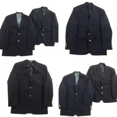 古着卸 まとめ売り 紺ブレザー テーラード ジャケット 6枚セット (メンズ 40 ) 金ボタン 2つボタン 中古 古着 ND7879