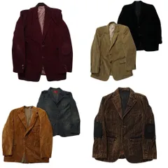 古着卸 まとめ売り コーデュロイテーラードジャケット 6枚セット (メンズ 41 /42 /L ) エルボーパッチ 3つボタン ブラック 中古古着 ND7958