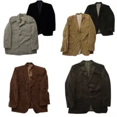 古着卸 まとめ売り コーデュロイテーラードジャケット 6枚セット (メンズ 44 /46 /XL ) 2つボタン シングル ブラウン 中古 古着 ND7957