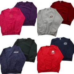 古着卸 まとめ売り USA製 スウェット 8枚セット (メンズ L ) ラッセル フルーツオブザルーム ラグラン ワンポイント 中古 古着 ND8004