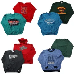 古着卸 まとめ売り オールド スウェット 8枚セット (メンズ M ) ラッセル ラグラン 前V フーディー カレッジ風 中古 古着 ND8179