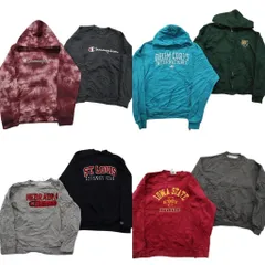 古着卸 まとめ売り チャンピオン Champion スウェット 8枚セット (メンズ XL ) タイダイ柄 フーディー フルジップ カレッジ風 中古 ND8247