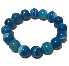 【人気商品】青縞瑪瑙 ブルーアゲート 天然石 ストライプ ブレスレット アゲート 魔除け メノウ 厄除け 青 お守り ブレスレット（カイヤナイトカラー） 数珠 縞瑪瑙 瑪瑙 ブルー パワーストーン [GELLVO]