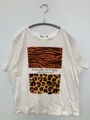 ZARA Tシャツ/カットソー S ホワイト レオパード柄 前面プリント 半袖 クルーネック(丸首)