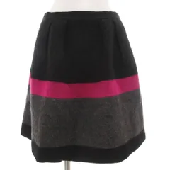 ランバンオンブルー LANVIN en Bleu フレアスカート ひざ丈 38 黒 ブラック ピンク /GV ■YHS16