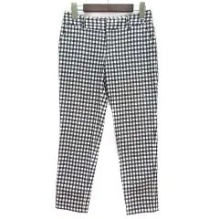 ロートレアモン LAUTREAMONT ギンガムチェック アンクル テーパード パンツ ストレッチ ブラック ホワイト 黒 白 36