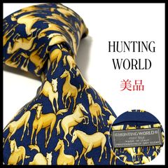 ✨極美品✨Hunting World ネクタイ エレファント ネイビー シルク 