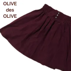 OLIVE des OLIVE レースアップ　ミニフレアスカート　ワインカラー　ウエストゴム　スウェード