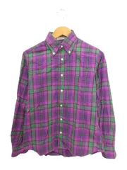 インディビジュアライズドシャツ INDIVIDUALIZED SHIRTS ボタンダウン シャツ チェック 14-32 パープル系 グリーン系 USA製 長袖 トップス