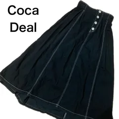 Coca Deal コカ フレアロングスカート　レースアップ　バックウエストゴム　サイズ２　ブラック